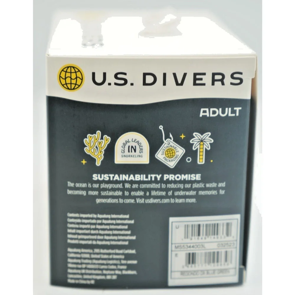 U.S. Divers Redondo‎ Adult Snorkel Mask Anti-Fog Easy Adjust – Blue Green New